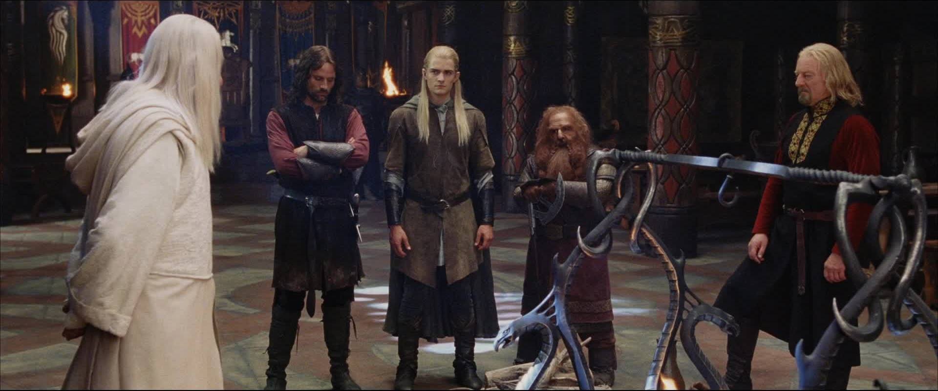 Viggo Mortensen, Ian McKellen, Orlando Bloom, Bernard Hill, and John Rhys-Davies in The Lord of the Rings: The Return of the King (2003)