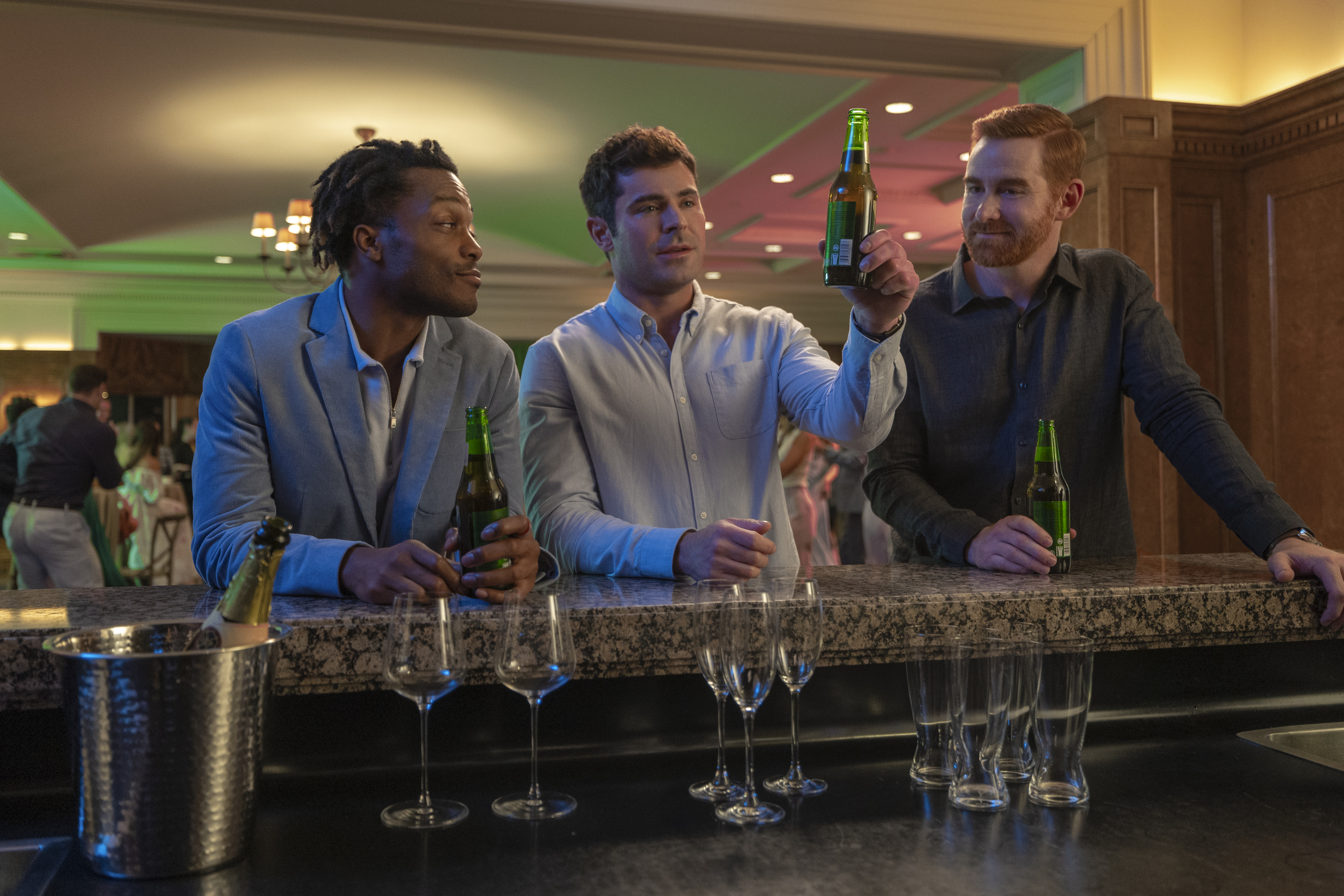Zac Efron, Jermaine Fowler, and Andrew Santino in Ricky Stanicky (2024)