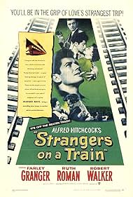 Farley Granger, Ruth Roman, and Robert Walker in Strangers on a Train (1951)