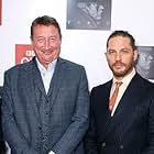 Ridley Scott, Tom Hardy, and Steven Knight at an event for Taboo (2017)
