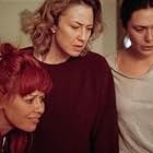Natasha Lyonne, Elizabeth Olsen, and Carrie Coon in His Three Daughters (2023)