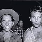 Johnny Crawford and Don Grady while filming a scene for "Heller" - episode 62 of The Rifleman - Original Air Date: 2/23/1960 