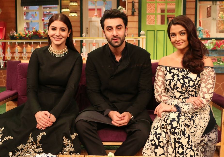 Aishwarya Rai Bachchan, Ranbir Kapoor, and Anushka Sharma in The Kapil Sharma Show (2016)