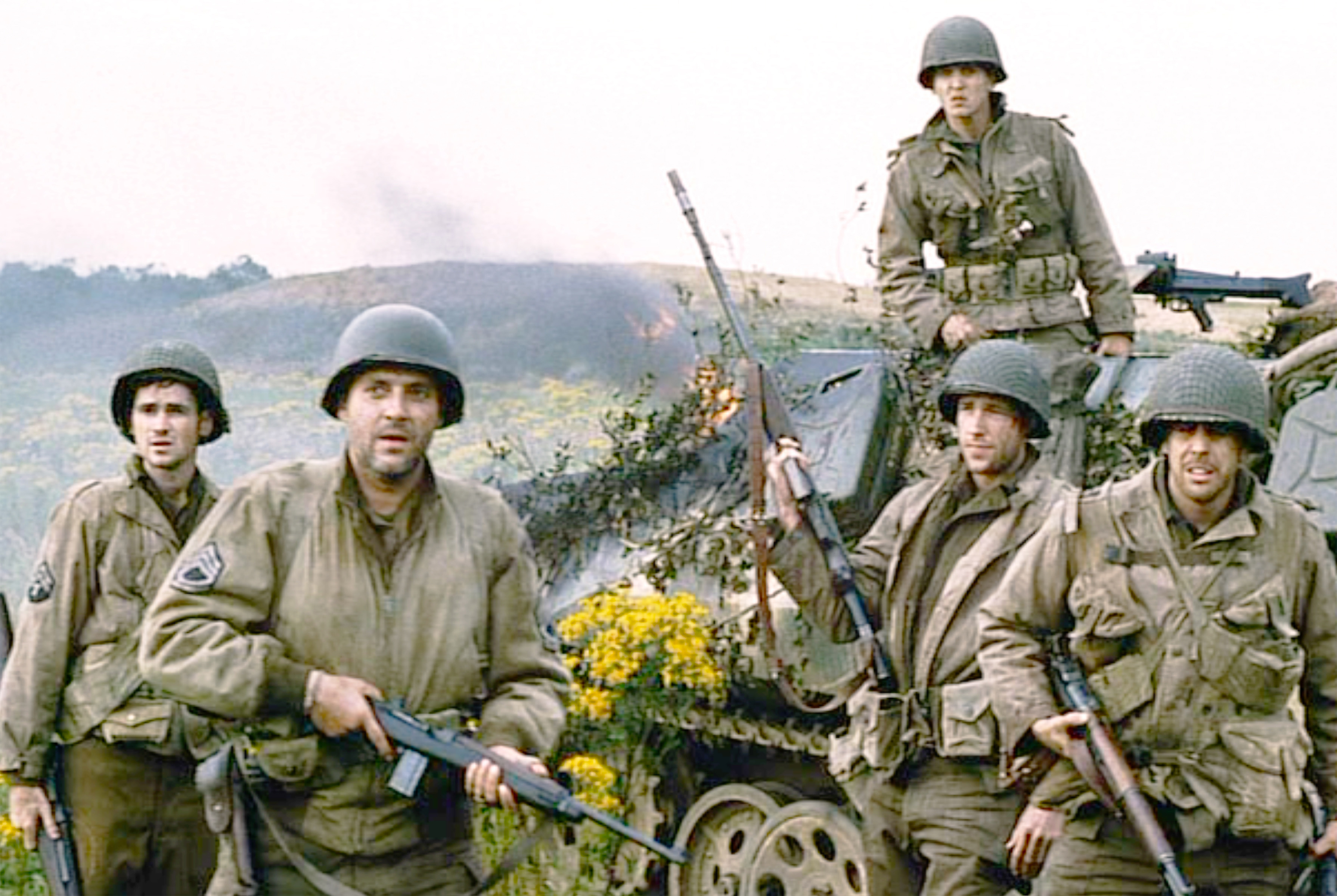 Jeremy Davies, Barry Pepper, Tom Sizemore, Adam Goldberg, and Edward Burns in Saving Private Ryan (1998)