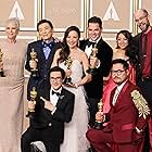 Jamie Lee Curtis, Michelle Yeoh, James Hong, Ke Huy Quan, Daniel Scheinert, Daniel Kwan, Stephanie Hsu, and Jonathan Wang at an event for The Oscars (2023)