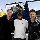 Still photo of Brent Huff, director Kim Bass and stunt pilot Skip Holm on the set of Kill Speed.