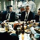 Steve Buscemi, Quentin Tarantino, Michael Madsen, Chris Penn, Edward Bunker, and Lawrence Tierney in Reservoir Dogs (1992)