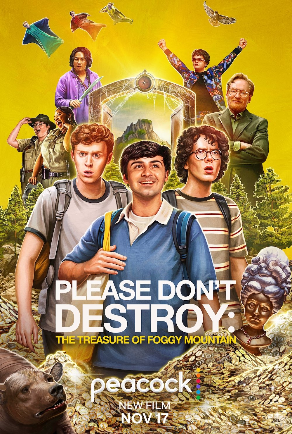 Conan O'Brien, Martin Herlihy, Ben Marshall, John Higgins, and Bowen Yang in Please Don't Destroy: The Treasure of Foggy Mountain (2023)