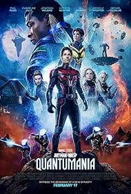 Michael Douglas, Michelle Pfeiffer, Paul Rudd, Kathryn Newton, Evangeline Lilly, Jonathan Majors, and Jamie Andrew Cutler in Ant-Man and the Wasp: Quantumania (2023)