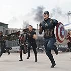 Chris Evans, Elizabeth Olsen, Jeremy Renner, Paul Rudd, Anthony Mackie, and Sebastian Stan in Captain America: Civil War (2016)
