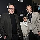 Jude Law, Jon Favreau, and Ravi Cabot-Conyers at an event for Skeleton Crew (2024)
