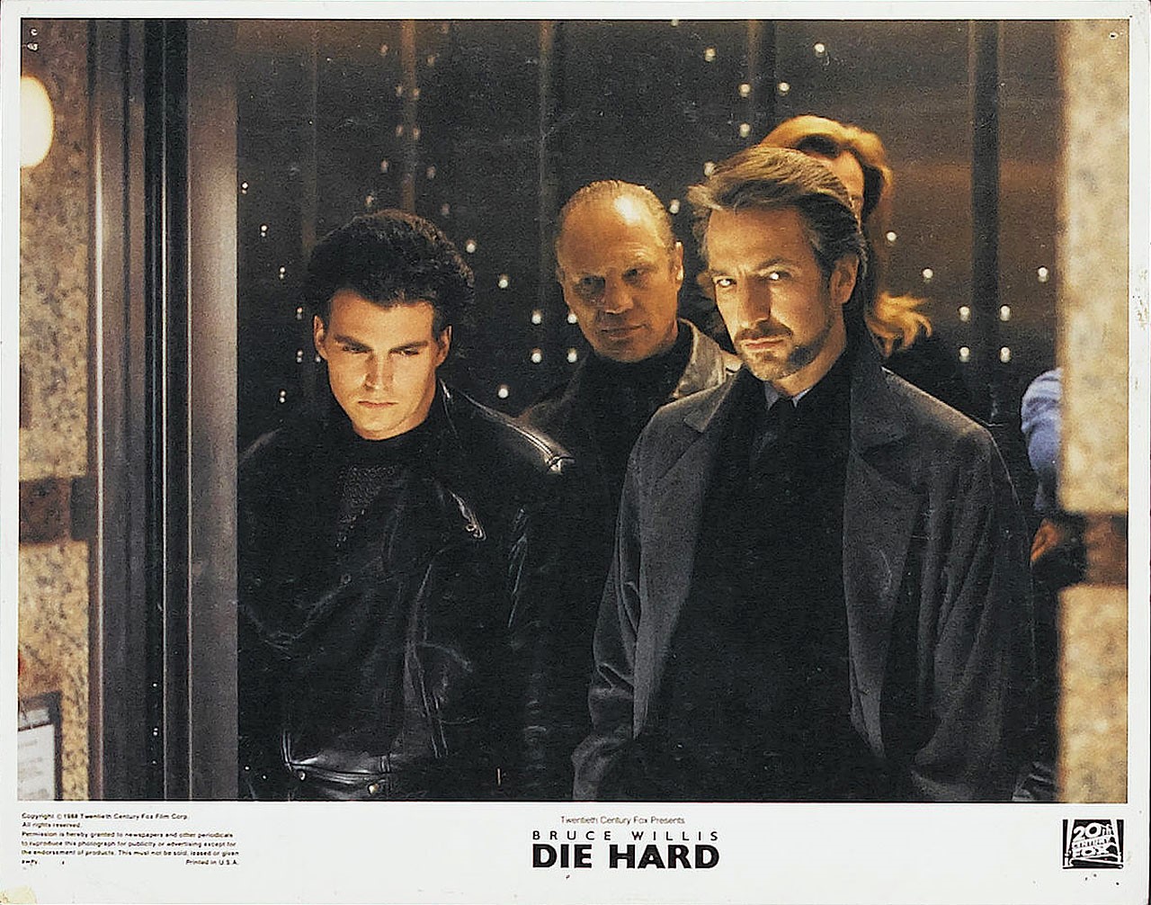 Alan Rickman, Bruno Doyon, and Wilhelm von Homburg in Die Hard (1988)