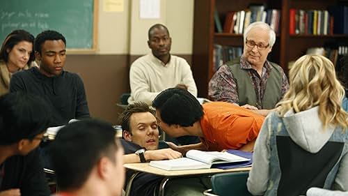Chevy Chase, Ken Jeong, Joel McHale, Gillian Jacobs, Donald Glover, and Jacques Slade in Community (2009)