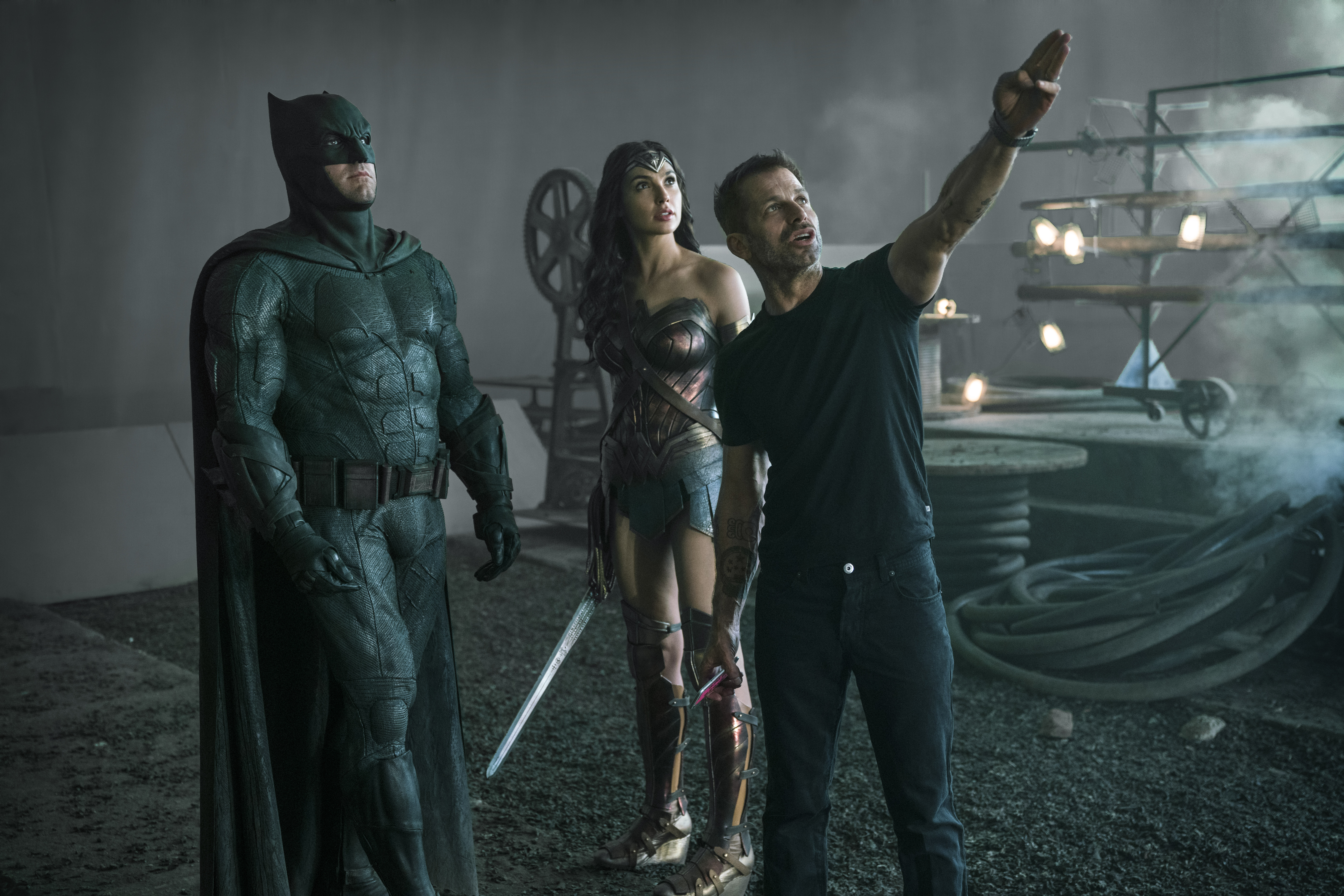 Ben Affleck, Zack Snyder, and Gal Gadot in Zack Snyder's Justice League (2021)