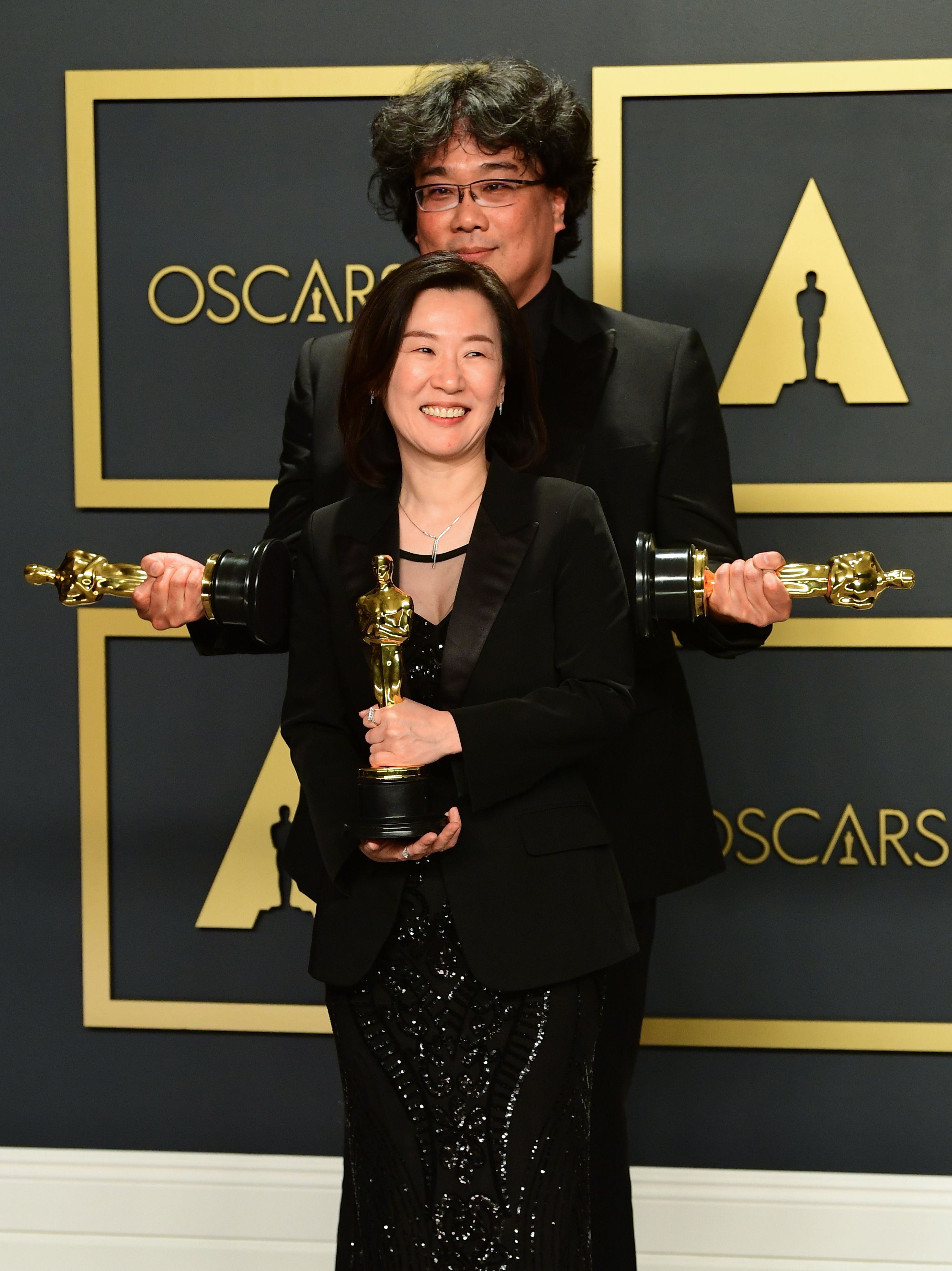 Bong Joon Ho and Kwak Sin-ae at an event for The Oscars (2020)