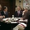 Nigel Hawthorne, Derek Fowlds, Ian Lavender, John Pennington, and Rosemary Williams in Yes Minister (1980)
