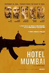 Jason Isaacs, Anupam Kher, Nazanin Boniadi, Armie Hammer, and Dev Patel in Hotel Mumbai (2018)