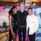 Letitia Wright, Director Frank Berry and Abdul Alshareef at BFI London Film Festival premiere of Aisha