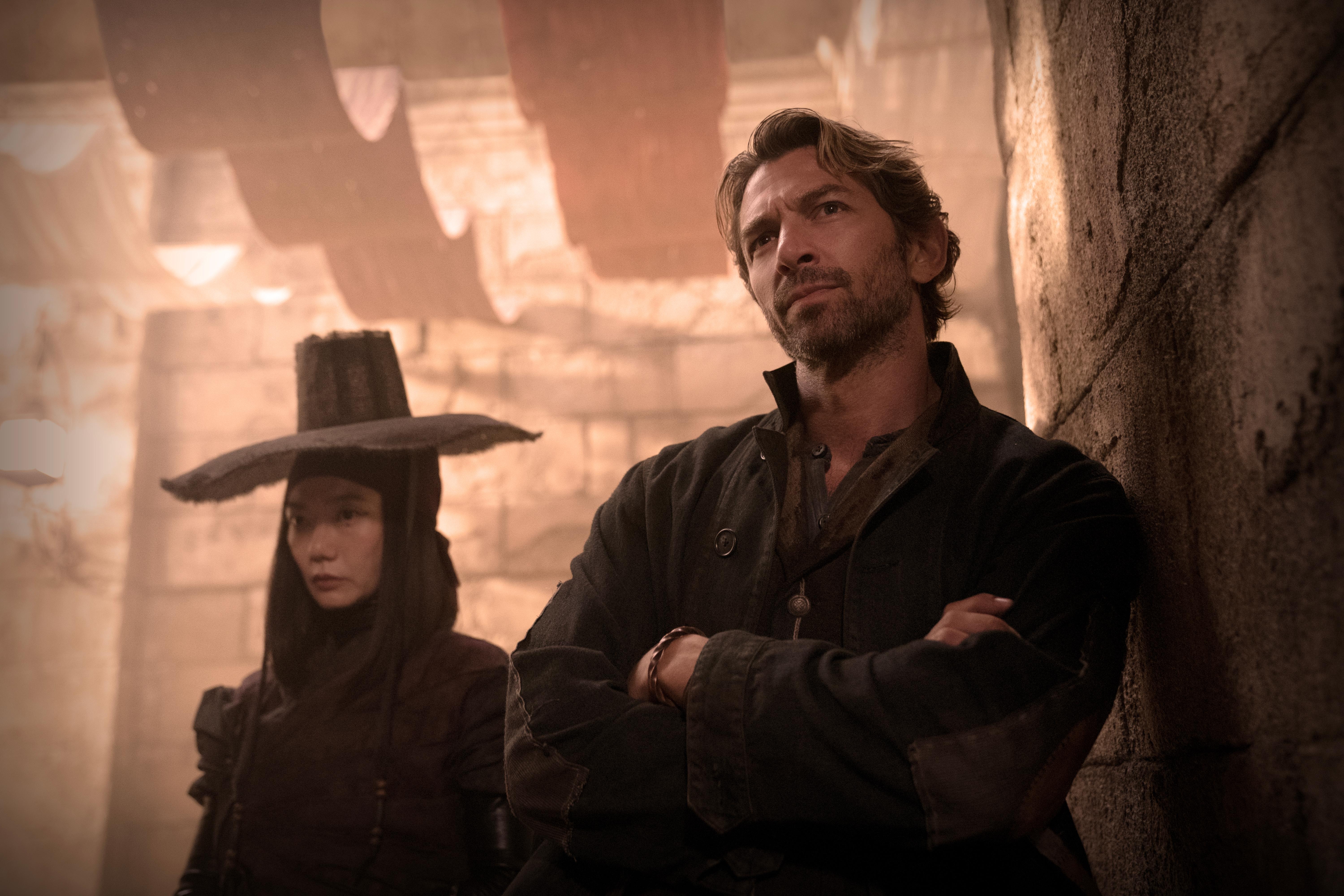 Bae Doona and Michiel Huisman in Rebel Moon - Part One: A Child of Fire (2023)