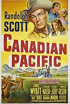 Randolph Scott, Nancy Olson, and Jane Wyatt in Canadian Pacific (1949)