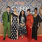 Shonda Rhimes, Golda Rosheuvel, Corey Mylchreest, India Amarteifio, and Arsema Thomas at an event for Queen Charlotte: A Bridgerton Story (2023)