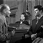 Barry Kelley, George Macready, and Dewey Martin in Knock on Any Door (1949)