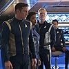 Jason Isaacs, Anthony Rapp, Sonequa Martin-Green, and Shazad Latif in Star Trek: Discovery (2017)
