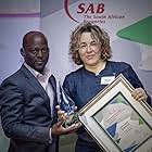 Documentary filmmaker Susan Scott being awarded the Best Writer for the 2016 SAB Enviromedia Awards in South Africa