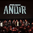 Kathleen Kennedy, Tony Gilroy, Diego Luna, Genevieve O'Reilly, Andy Serkis, Denise Gough, Kyle Soller, Adria Arjona, and Ali Plumb at an event for Andor (2022)