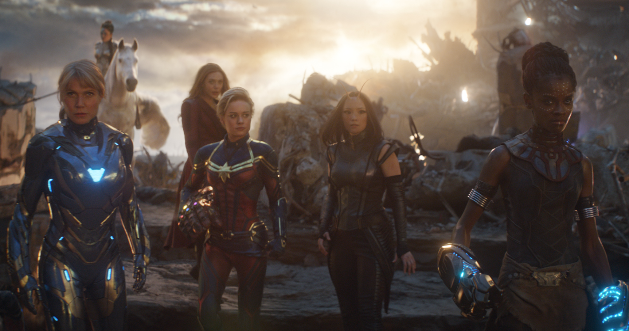 Gwyneth Paltrow, Brie Larson, Elizabeth Olsen, Tessa Thompson, Pom Klementieff, and Letitia Wright in Avengers: Endgame (2019)
