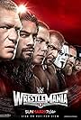Steve Borden, Mark Calaway, Paul Levesque, John Cena, Brock Lesnar, Bryan Danielson, and Joe Anoa'i in WrestleMania 31 (2015)