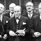 Peter Barkworth, Robert Hardy, Eric Porter, Peter Vaughan, and Edward Woodward in Winston Churchill: The Wilderness Years (1981)