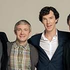 Martin Freeman, Mark Gatiss, Steven Moffat, and Benedict Cumberbatch in Unlocking Sherlock (2014)