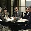 Nigel Hawthorne, Paul Eddington, Derek Fowlds, Ian Lavender, and Rosemary Williams in Yes Minister (1980)
