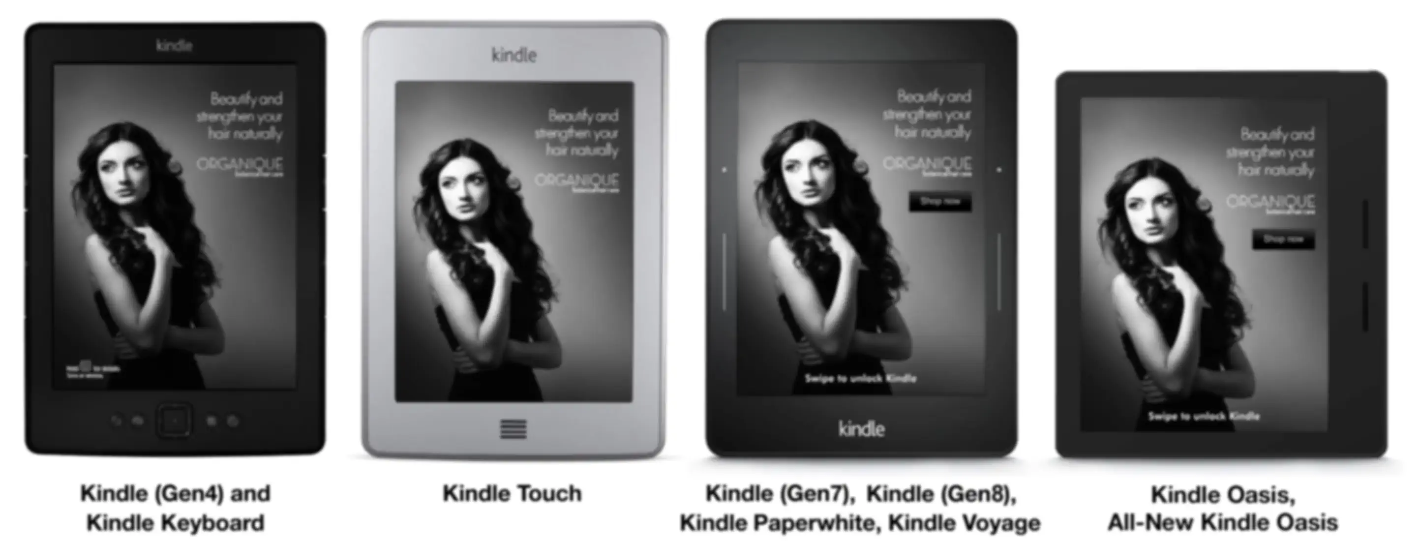 Examples of CTA on different Kindle devices