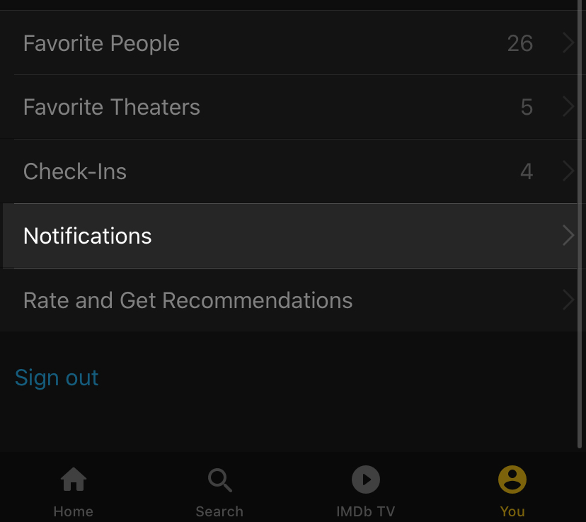 Notifications option in IOS