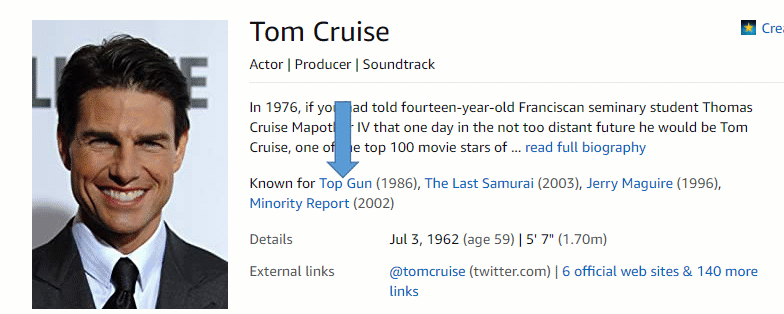 Tom Cruise known for