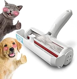 بكرة مزيل شعر الحيوانات الأليفة من ديلومو - مزيل فرو القطط والكلاب بقاعدة ذاتية التنظيف - أداة فعالة لإزالة شع