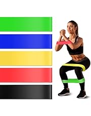 سكاي-تاتش 5 قطع / مجموعة أحزمة مقاومة للياقة البدنية 6 مستويات من اللاتكس لتدريب القوة في صالة الألعاب الرياضية، أربطة مطاطية للياقة البدنية والكروس فيت واليوجا وتمارين السحب، أربطة مرنة للملاءمة