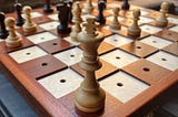 wooden board with chess for the blind