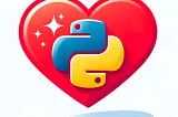 A heart with the Python Logo in the middle