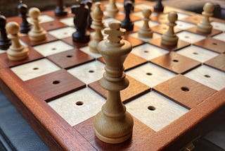 wooden board with chess for the blind