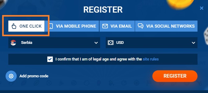 registration in one click