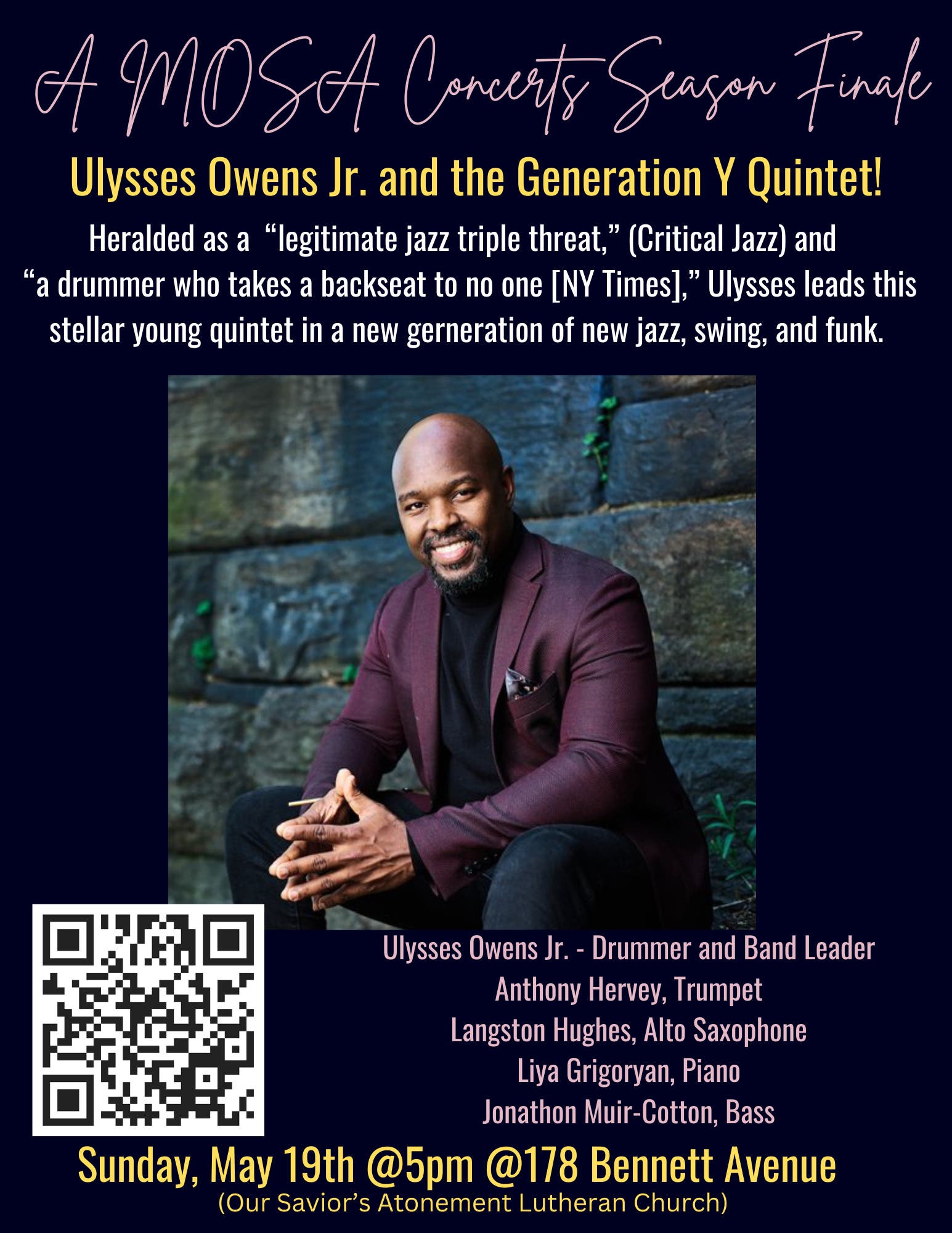 MOSA Concerts Season Finale! Jazz Drummer Ulysses Owens Jr and the Generation Y Quintet