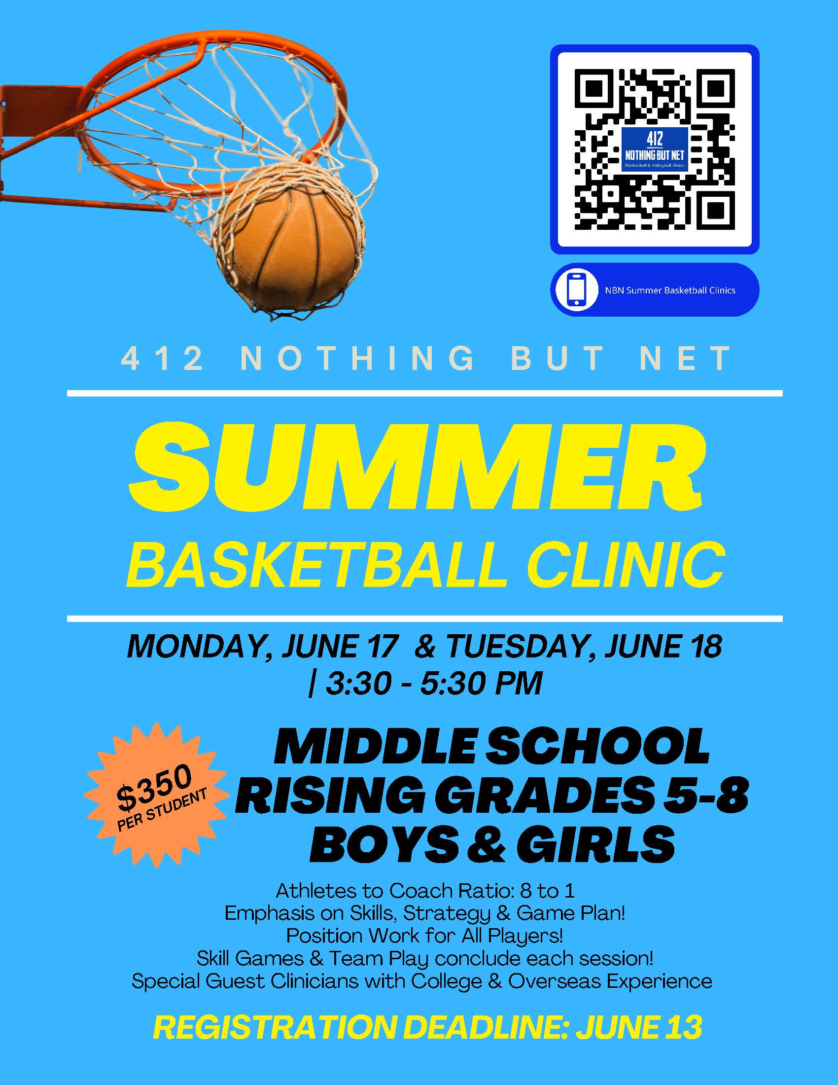 Nothing But Net Summer Basketball Clinic at 412