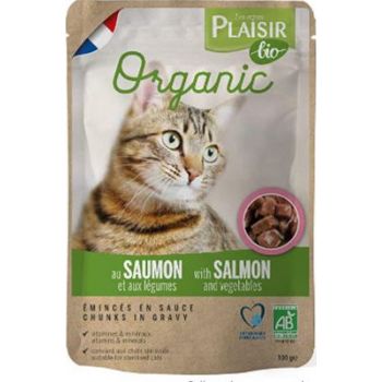  Plaisir Bio Complete Salmon and Vegetables Wet Cat Food, 100 g 