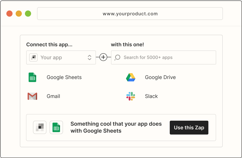 interface of connecting apps with something cool your app does with other apps