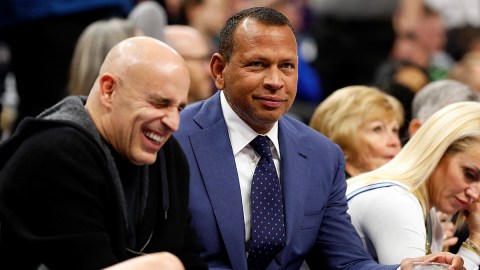 Marc Lore and Alex Rodriguez at a Minnesota Timberwolves game