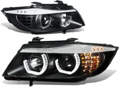 Black LED 3D Halo Ring DRL Headlights  Signals For  BMW 323i