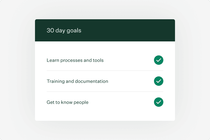 Greenhouse 30 day onboarding goals